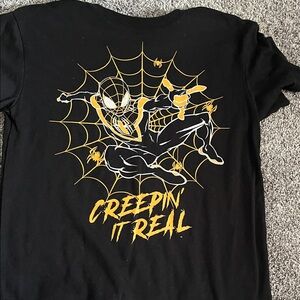 Marvel Black Tee with Yellow Spider Design